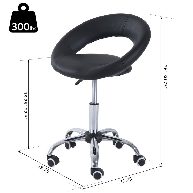 Arowyn Backed Adjustable Height Lab Stool with Wheels